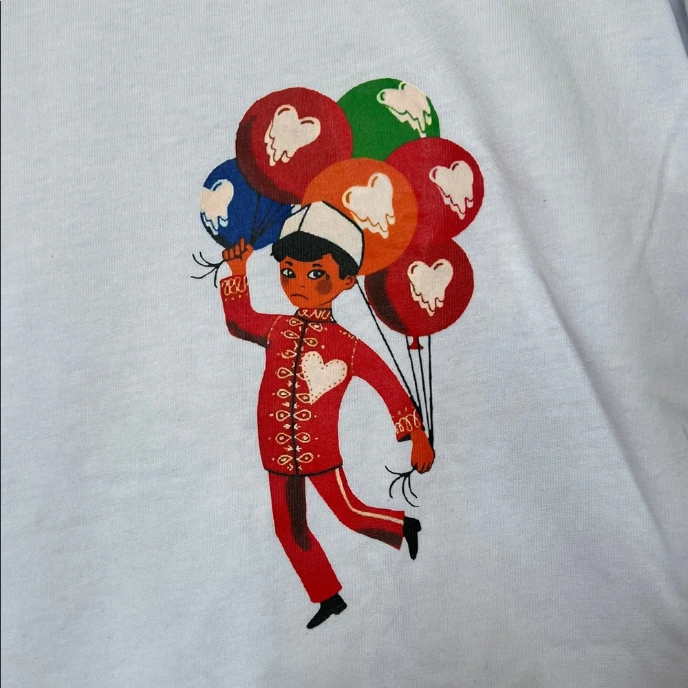 Emotionally Unavailable Balloon Boy Tee White Graphic Heart 100% Cotton XL NEW